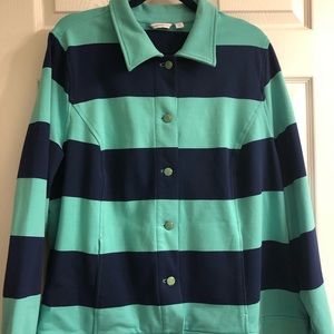 Isaac Mizrahi Plus Sized Rugby Striped Knit Jacket